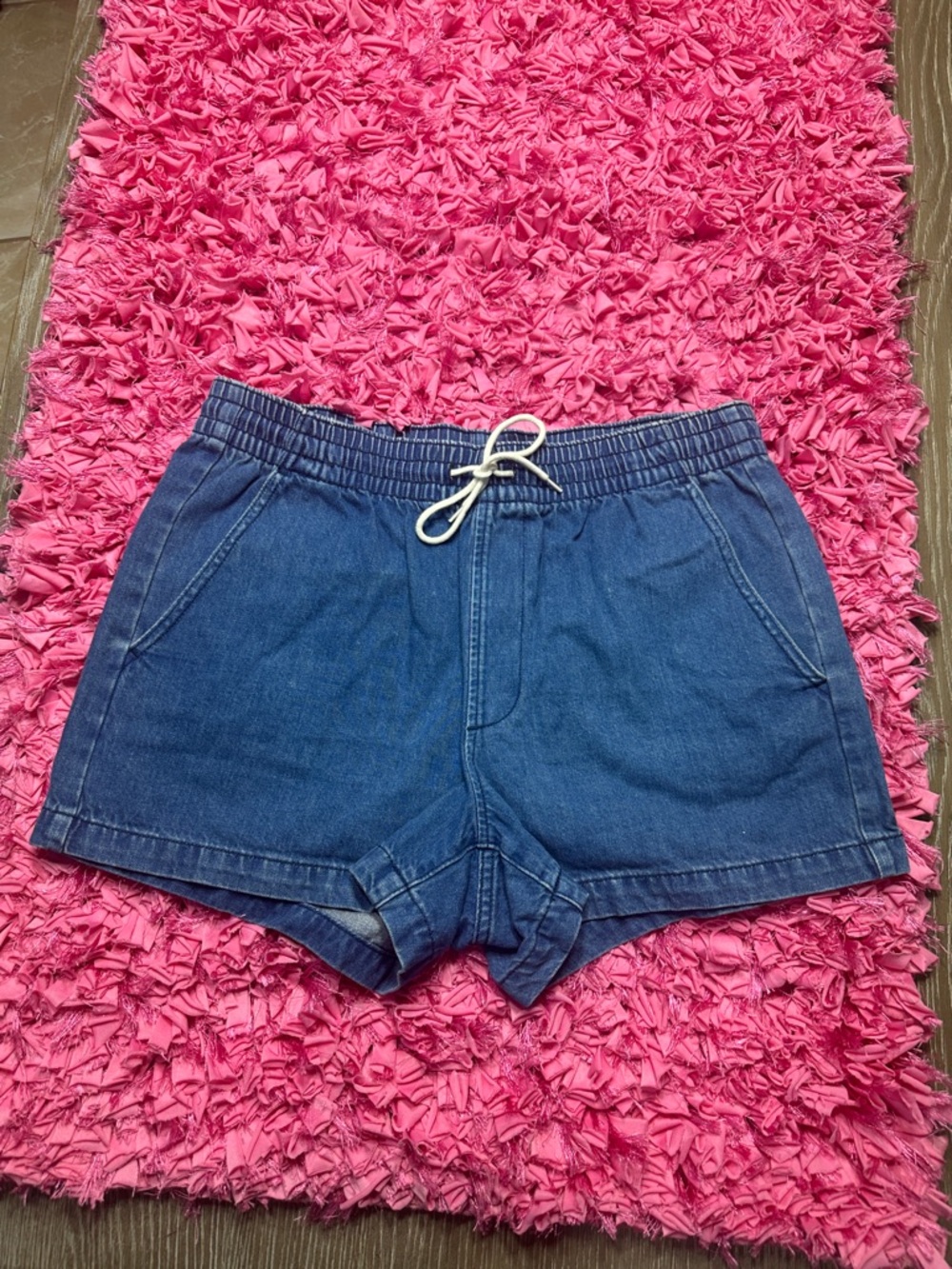 GAP Dark Blue Denim Elastic Waist Drawstring Shorts